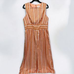 Julie Brown Retro Striped Orange and White Maxi Dress 12 NEW